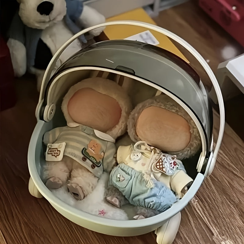 Labubu-Compatible Portable Circular Carry Cradle | Breathable Mesh Sleep Pod with High Quality Design & Shoulder Strap | Compact Cradle for Collectible Dolls, Action Figures, Travel, Home Storage