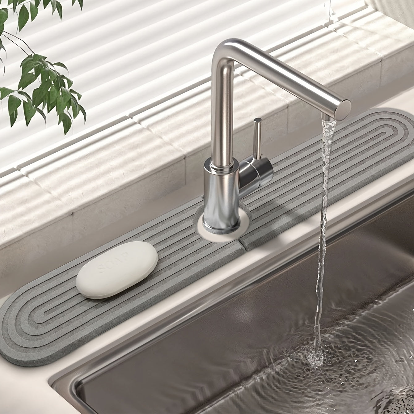 Two-piece combination silicone mudstone faucet mat