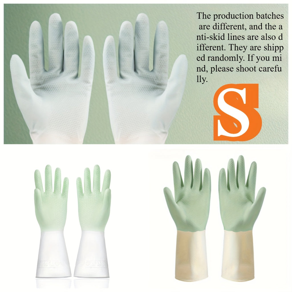 3 Pairs of Thick, Waterproof Latex Kitchen Gloves - Beige & Mint Green, Non-Slip Grip for Dishwashing, Cleaning, and Household Chores, Material, Perfect for Kitchens, Bathrooms, and Living Areas, Cleaning Gloves | Ergonomic Gloves | Durable Rubber Gloves,