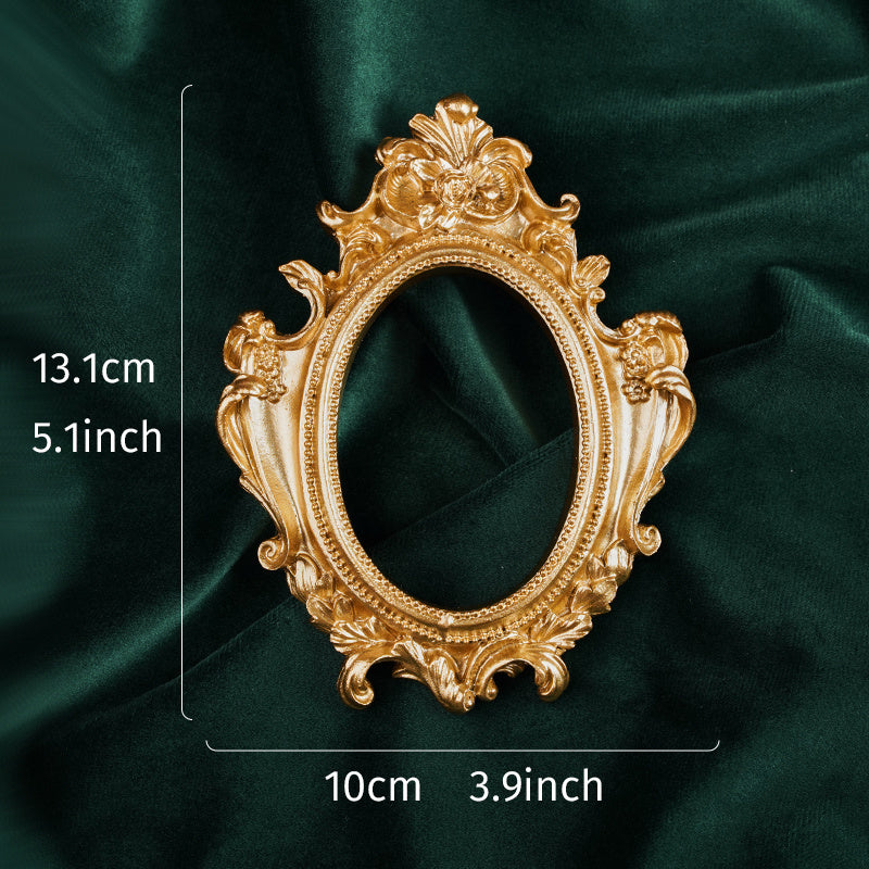 [1pc Elegant Golden Photo Frame] 1pc, Vintage Golden Photo Frame - Elegant Home Decor and Jewelry Display for Desktop Photos