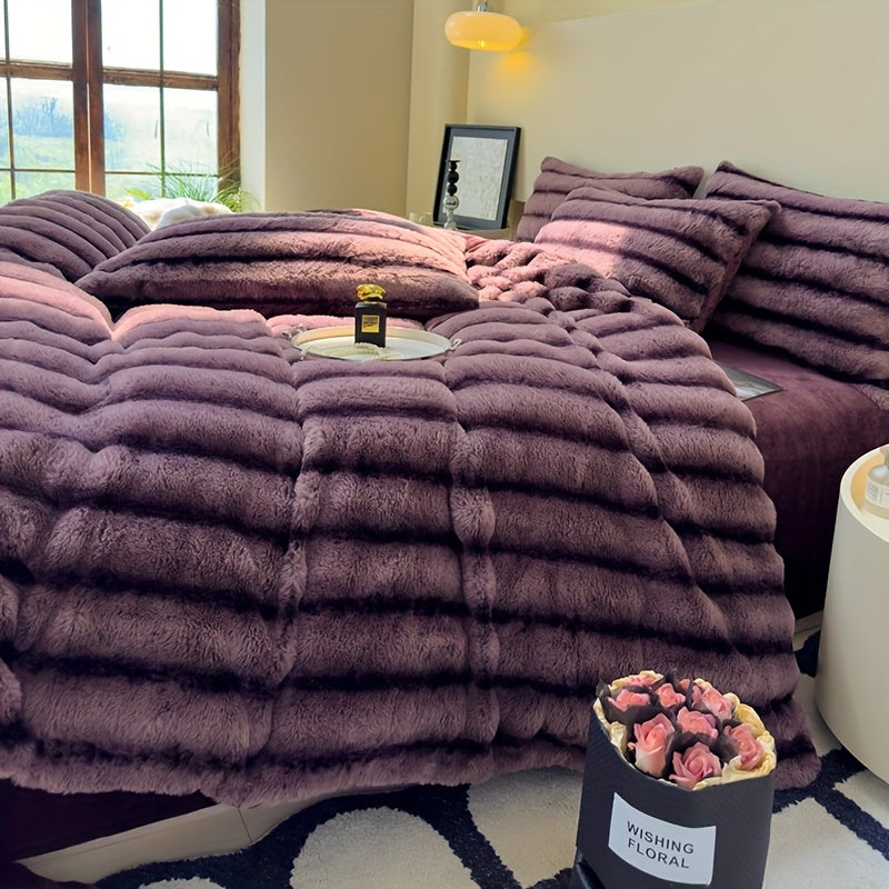 High-end soft striped multifunctional blanket