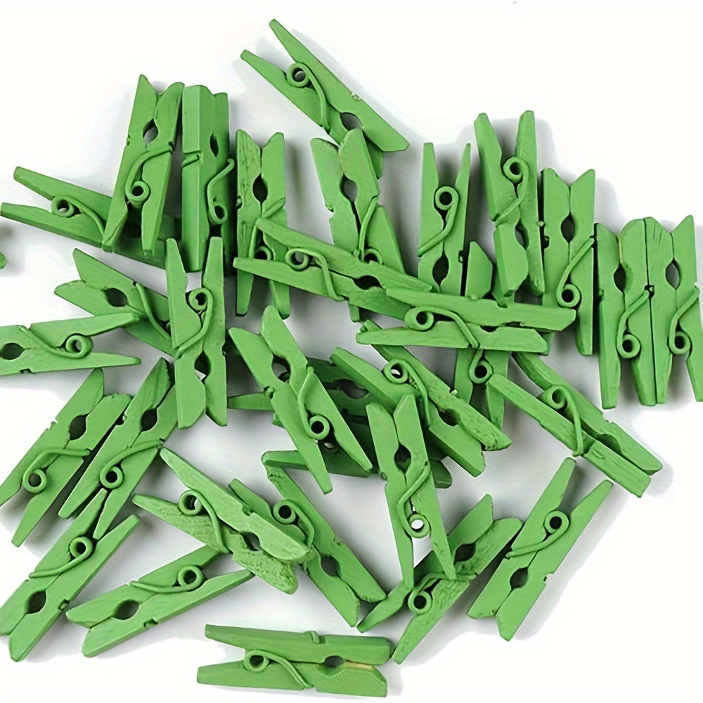 100pcs colorful wooden mini clothes pins for photos, 1 inch (2.5cm) multi - color decorative, reusable and space saving. suitable for photos, crafts & DIY projects, home & kitchen decoration, Valentine ' s Day photo frame clip for decoration