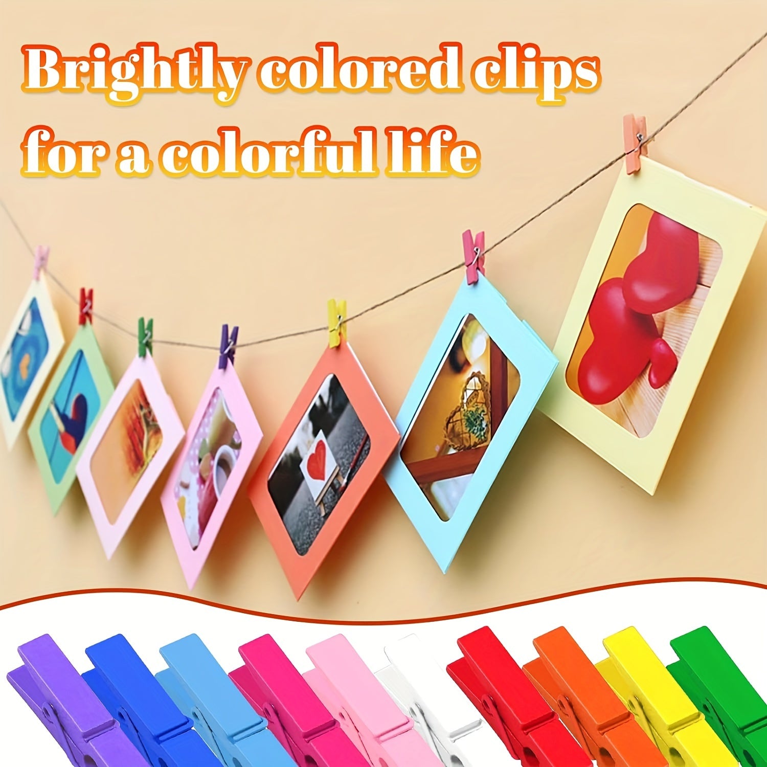 100pcs colorful wooden mini clothes pins for photos, 1 inch (2.5cm) multi - color decorative, reusable and space saving. suitable for photos, crafts & DIY projects, home & kitchen decoration, Valentine ' s Day photo frame clip for decoration