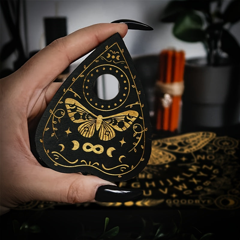 Wooden Butterfly-Themed Ouija Board Set with Instructions - Engraved Spirit Board for Wiccan Altar & Party Decorations, Perfect for Winter, New Year