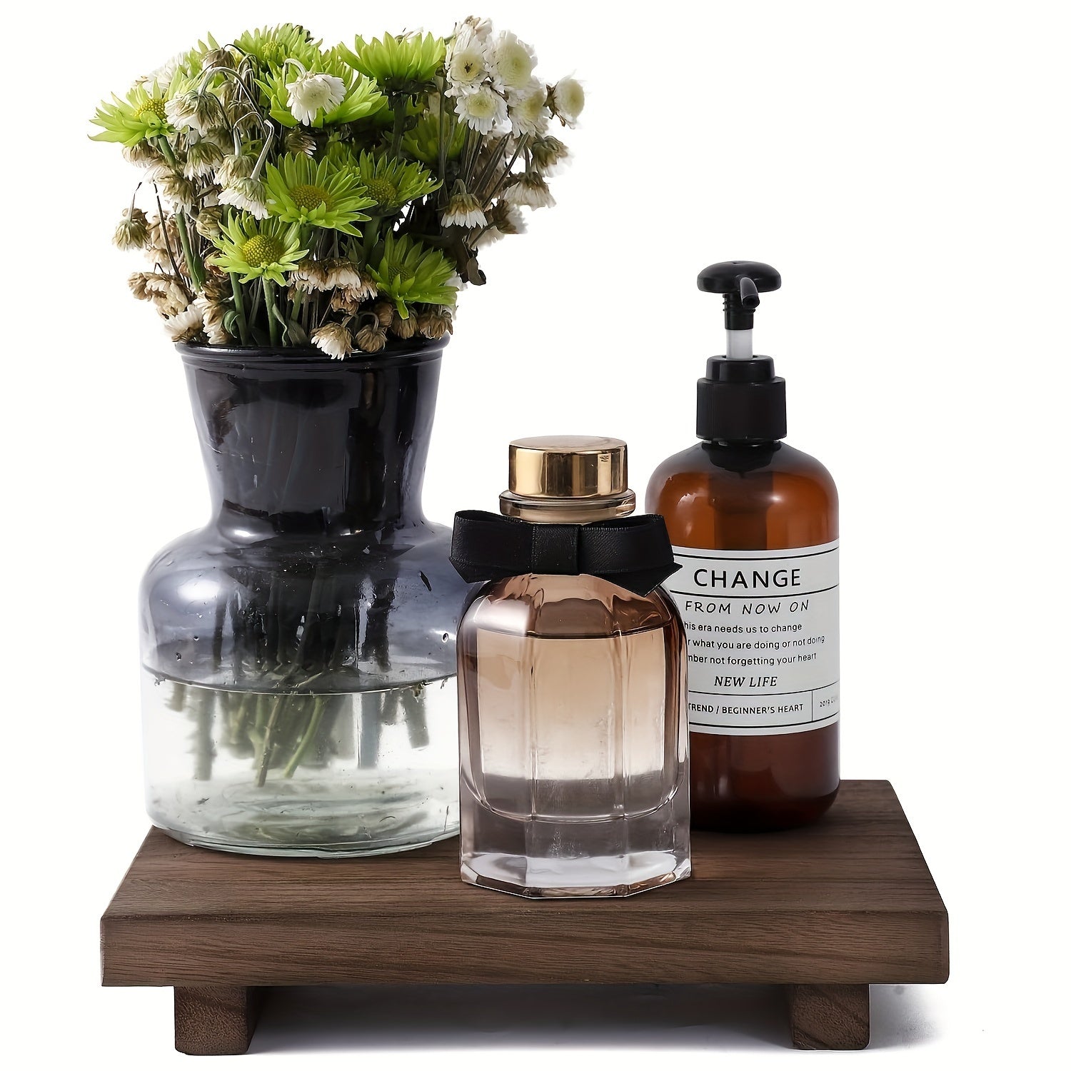 Vintage Wooden Decorative Tray - Small Space-Saving Organizer for Bathroom, Kitchen & Cosmetics Storage - Multi-Purpose Holder for Soap, Lotion Bottles, Plants, Nuts - Ideal for Christmas, Thanksgiving, Home & Party Decor - Available in Pink, Black, White
