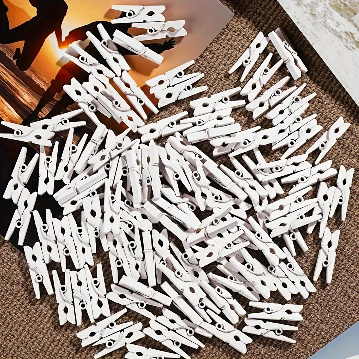 100pcs colorful wooden mini clothes pins for photos, 1 inch (2.5cm) multi - color decorative, reusable and space saving. suitable for photos, crafts & DIY projects, home & kitchen decoration, Valentine ' s Day photo frame clip for decoration