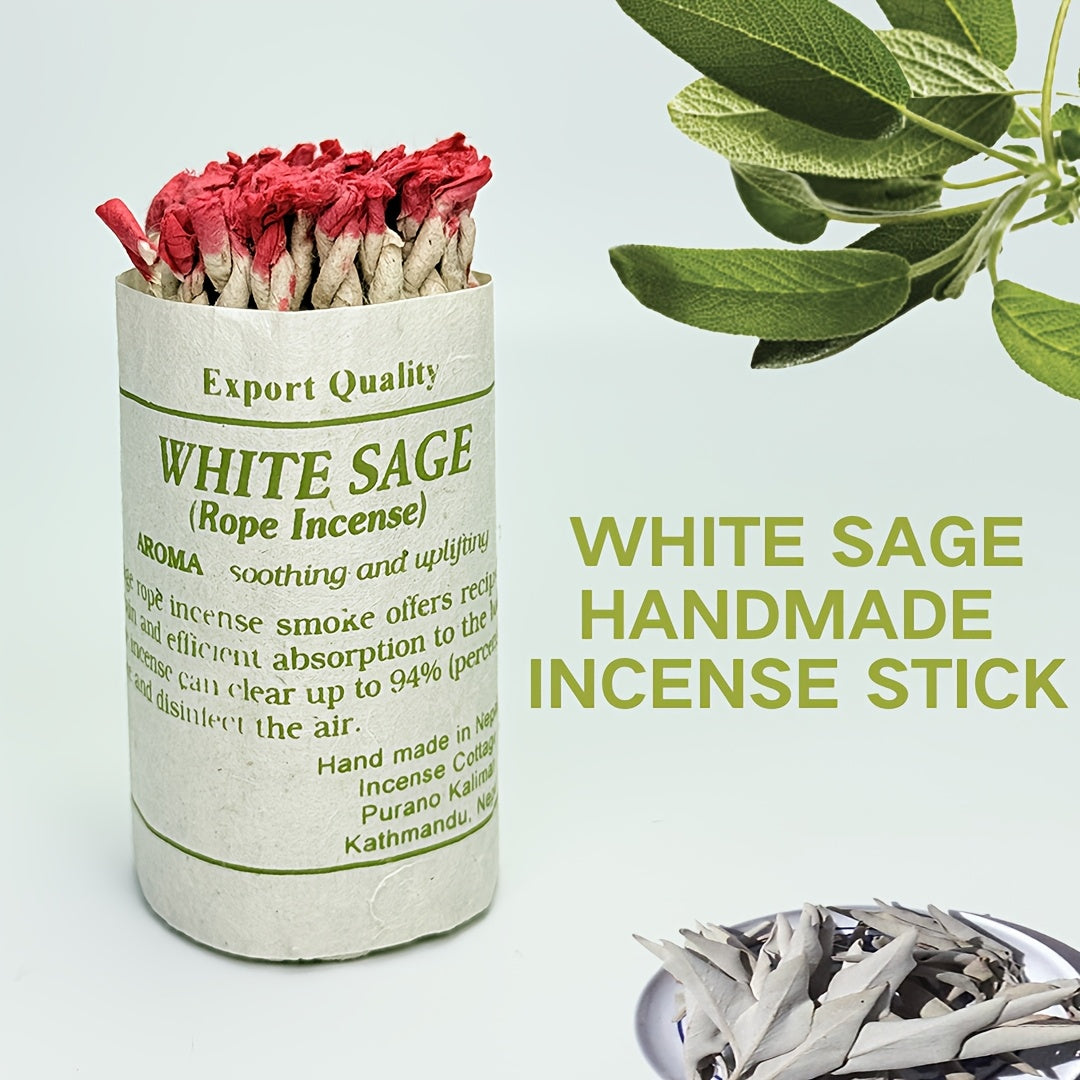 40/80/120 Count Handmade White Sage Rope Incense Sticks