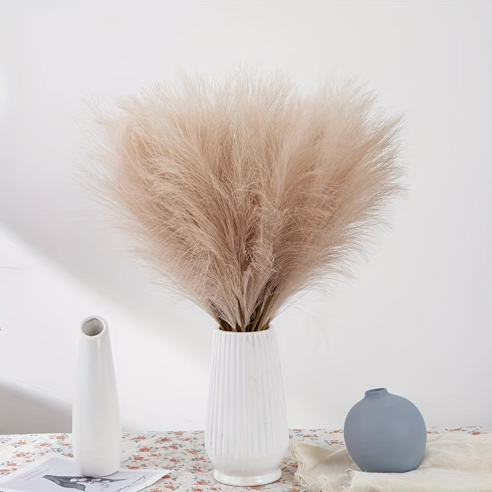 15pcs Elegant Faux Pampas Grass Bundle, 55.88cm - Cream & Light Brown, Ideal for Home Decor | Perfect for Living Room Display in White Vases, No Container Needed | Great for Christmas, Halloween, Easter, Thanksgiving, Mother's Day Decorations, Garden Deco