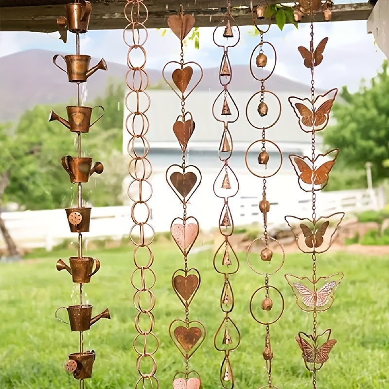 Metal Wind Chimes - Charming Butterfly Rain Chain Garden Art, Indoor/Outdoor Decorative Iron Crafts