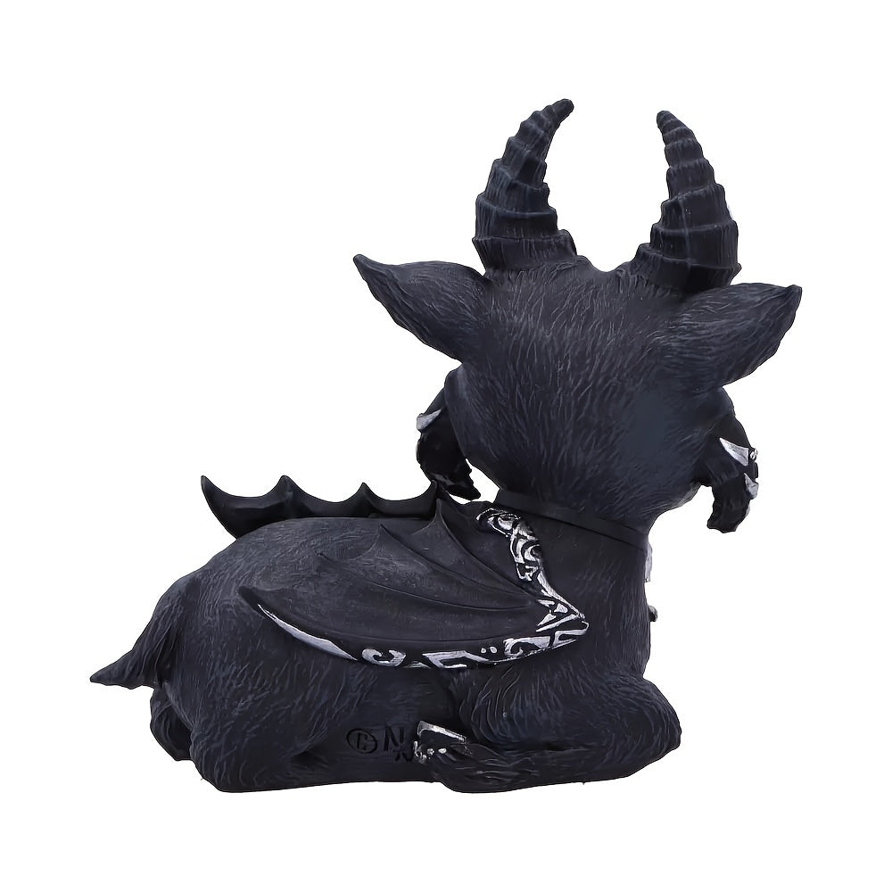 Resin Gothic Magic Horn Goat Figurine - Art Deco Style Halloween Decor, Charming Collectible for Various Room Types, Festive Tabletop Ornament for Holidays
