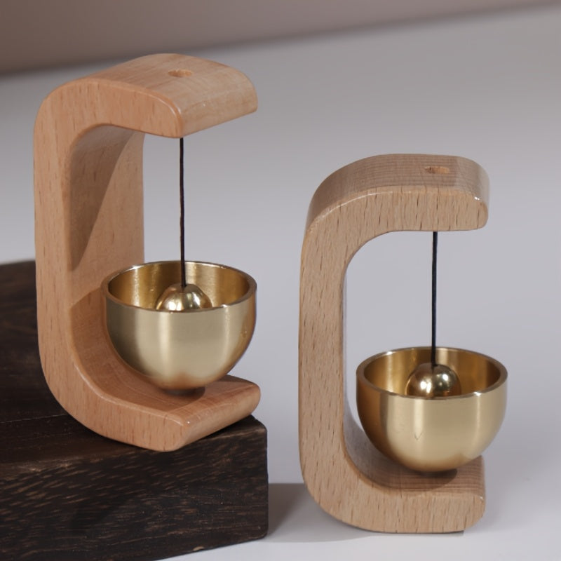 Japanese-Inspired Healing Wind Chimes with Brass Bells - Wooden Hook Design for Home & Store Entrance Decor
