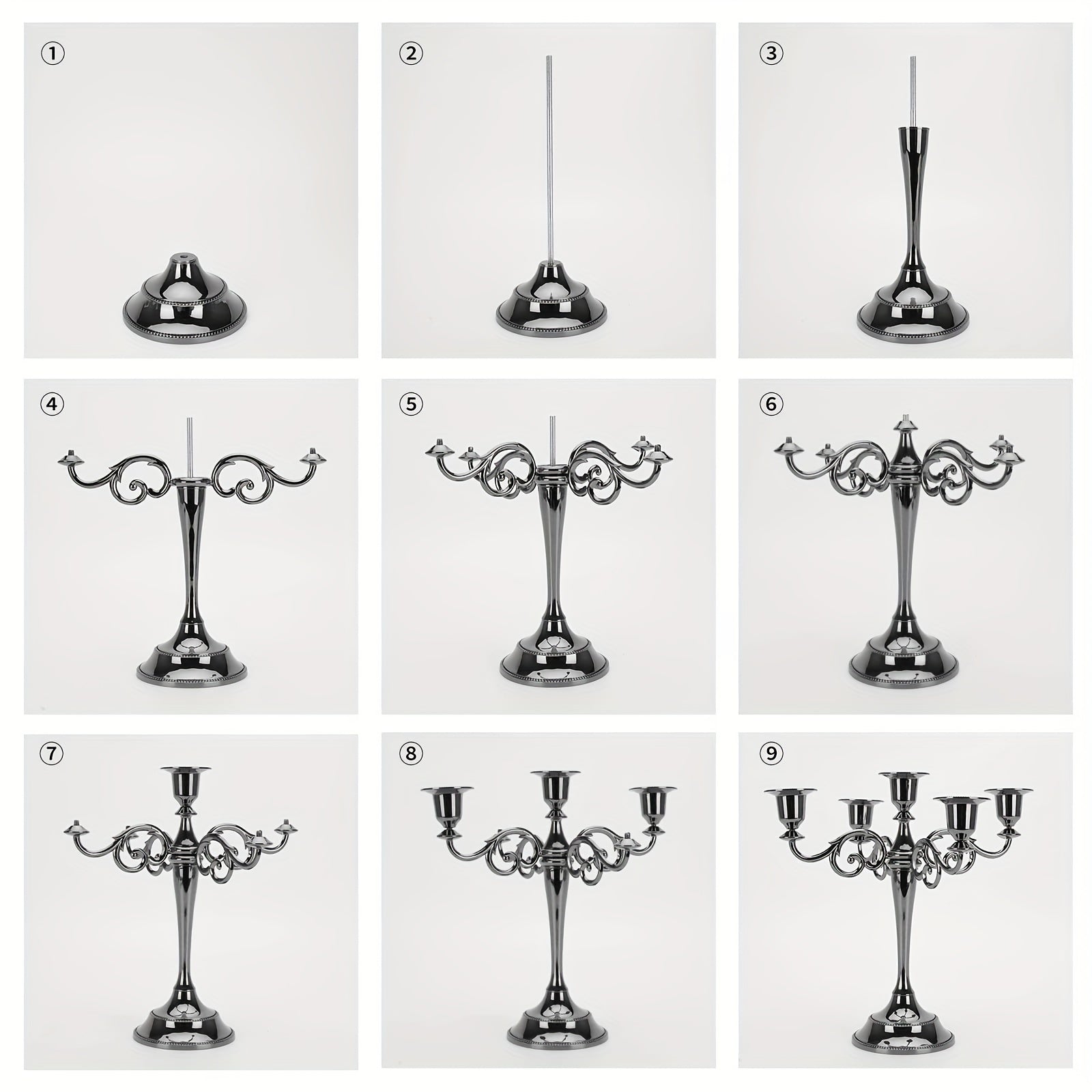 1pc Exquisite Vintage Five-Headed Black Candlestick - Elevate Ambiance with Unique Centerpiece for Weddings, Church, Halloween, Christmas, Formal Events, Home Decor, and Restaurant Dining Table Decoration, Adds Sophistication and Elegance to Any Setting