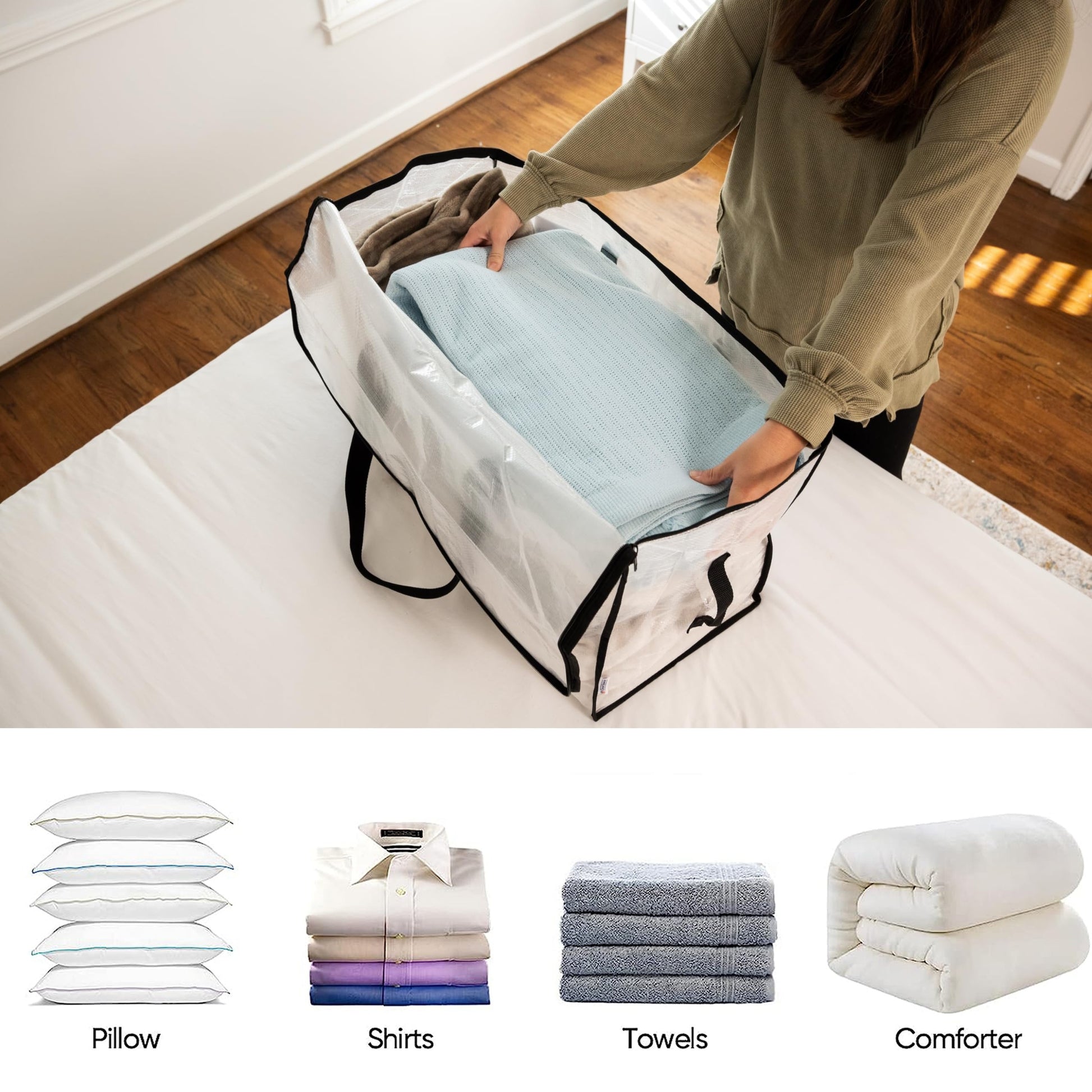 6pcs Extra Large Moving & Storage Bags with Zippers and Handles - Heavy-Duty, Multi-Purpose Packing Cubes for Dorms, Christmas Decorations & More