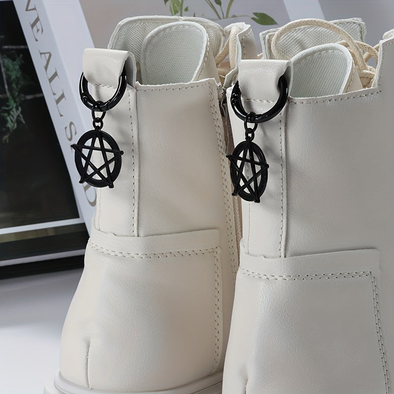 2pcs Gothic Witchcraft Pentagram Charms Set - Copper Alloy Shoe Decorations for Party Accessories
