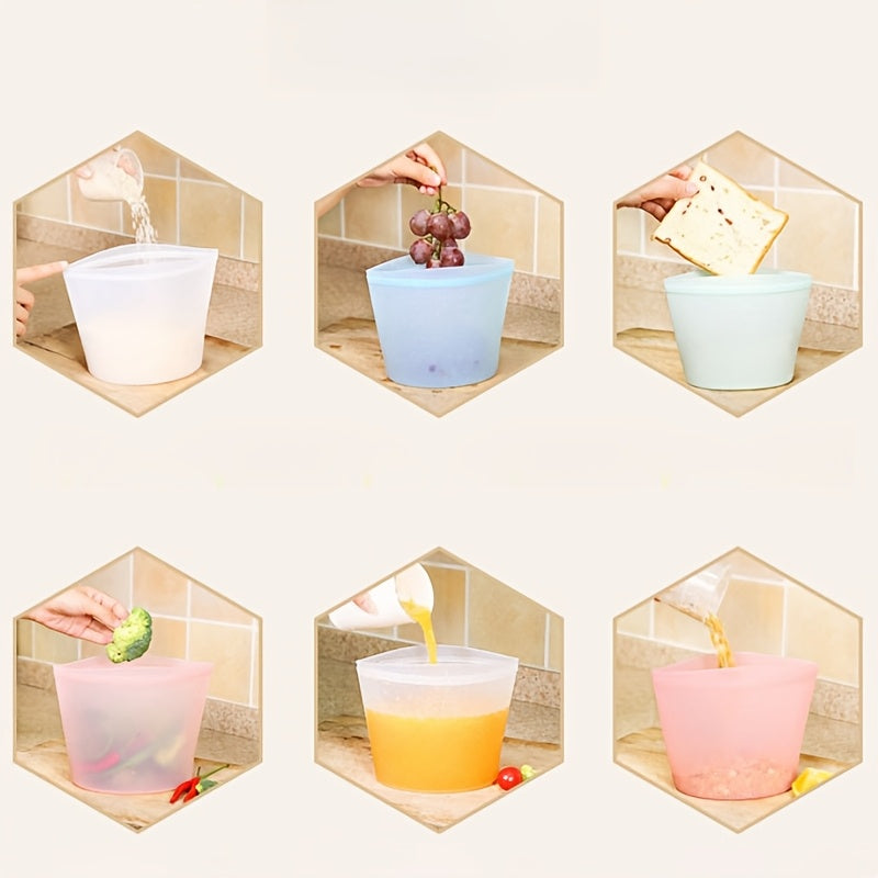 Reusable Silicone Food Storage Bags - Leakproof, Fresh-Keeping Ziplock Containers for Fridge & Freezer | 17.6oz, 35.2oz, 52.8oz | Ideal for Snacks, Fruits, and Vegetables