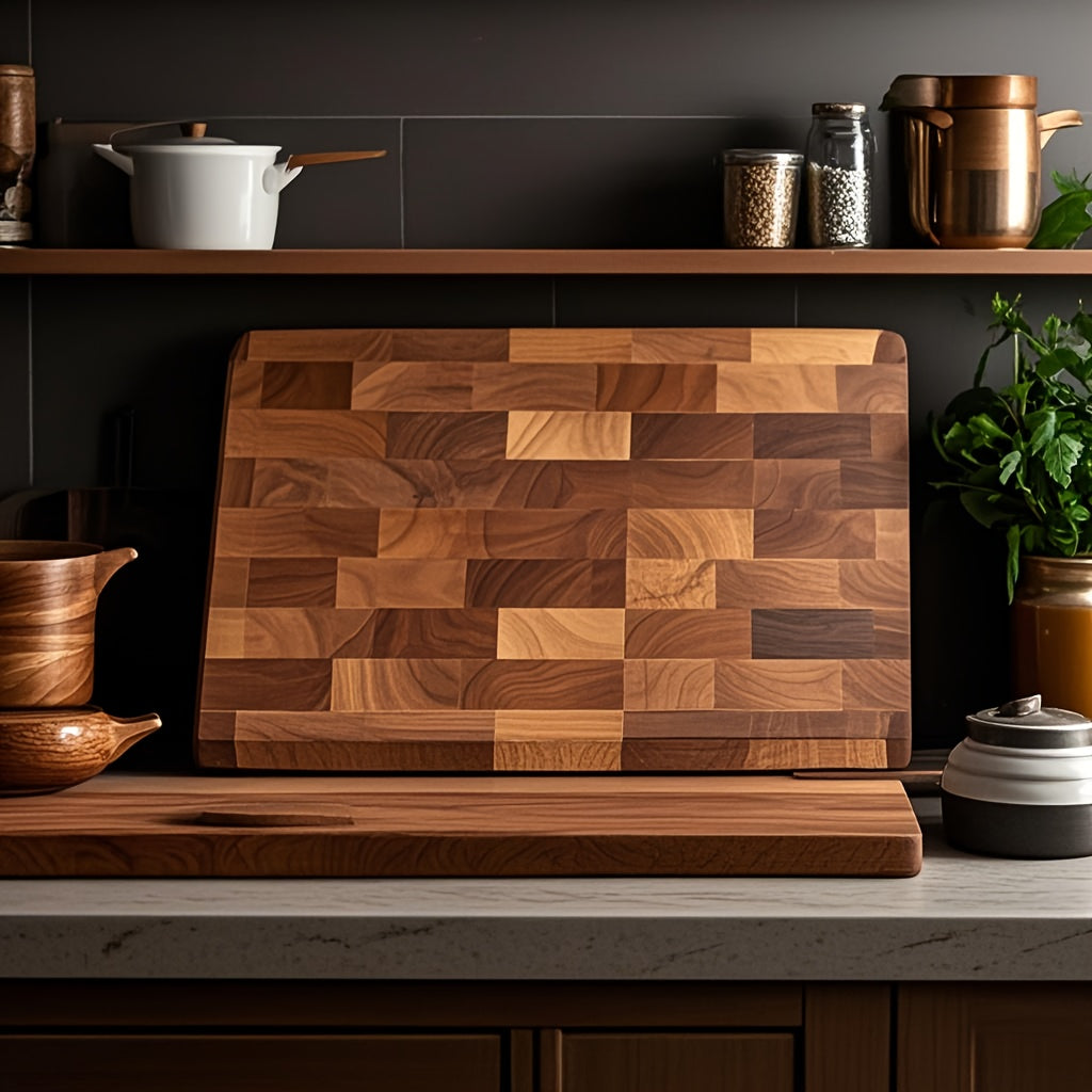 1pc Premium Acacia Wood Cutting Board - Double-Sided, Durable & Hygienic Kitchen Essential for Meat, Cheese, Bread, Vegetables & Fruits - Rustic Design with Natural Wood Grain, Perfect for Home & Professional Use, Food Preparation | Stylish Chopping Board
