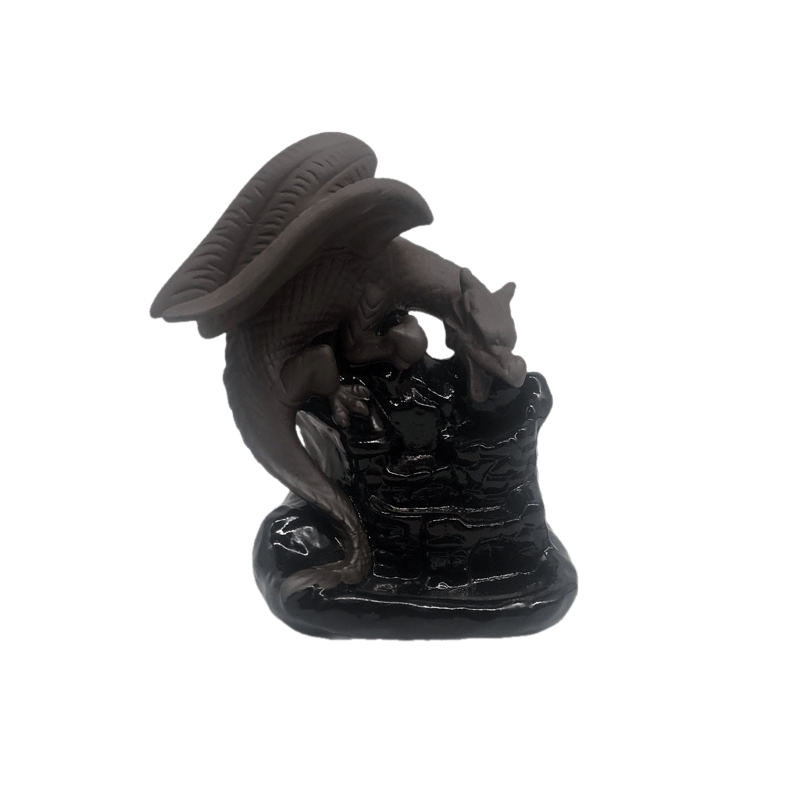 Elegant Black Winged Dragon Backflow Incense Burner - Ceramic Waterfall Smoke Holder for Home Decor, and Air Purification - Perfect for Yoga, Christmas, Halloween, Easter, Thanksgivin