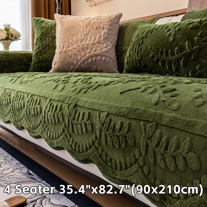 [Warm Faux Fur Sofa Cover] Thick, Warm Faux Fur 1pc Plush Leopard Print Sofa Cover - Pet-Friendly, Non-Slip Couch Protector - Fits Multiple Sofa Sizes for Living Room, Bedroom, Office Decor