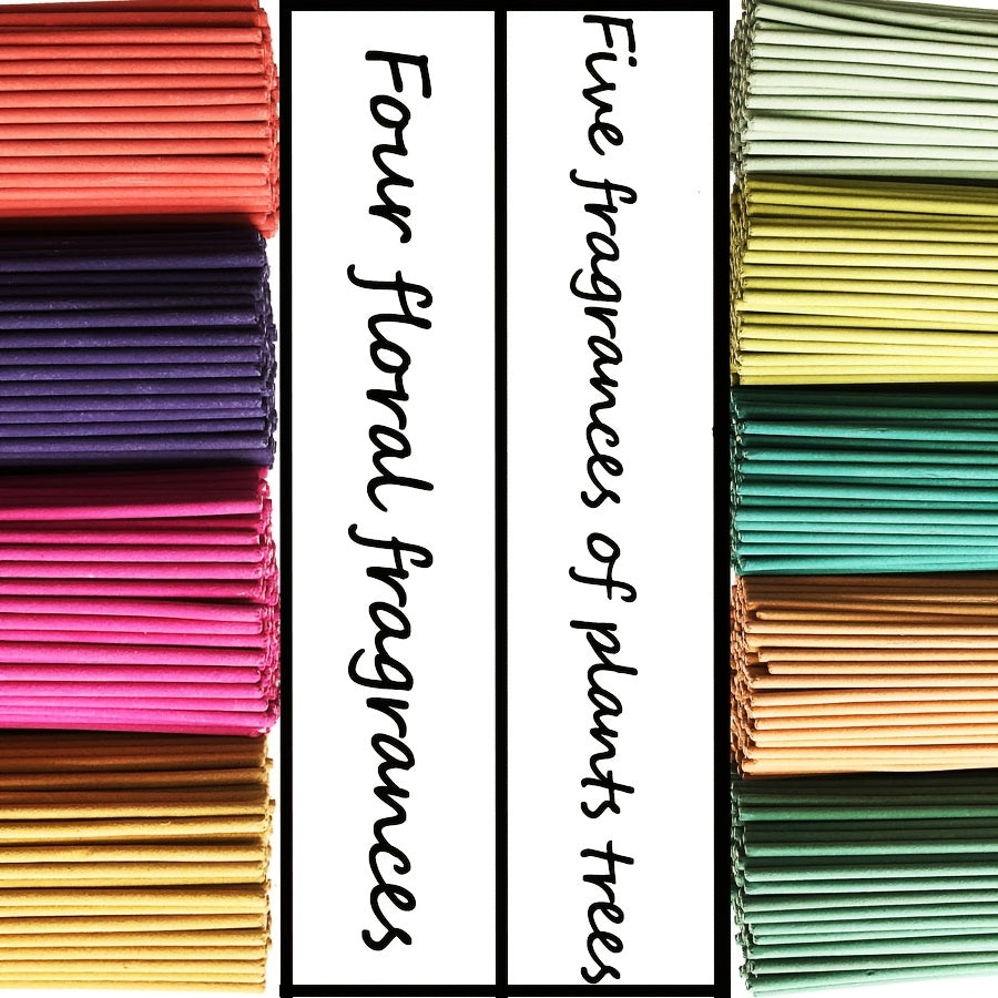 11 Styles of Clean, Low-Powder 22cm Flower and Wooden Handmade Bamboo Sticks Incense, Optional with Jasmine Mint White Sage Rose Lavender Sandalwood Lemongrass Dragon Blood Flower Frankincense Cherry Blossom Vanilla Mixed Scents, Suitable for Home Hotel O