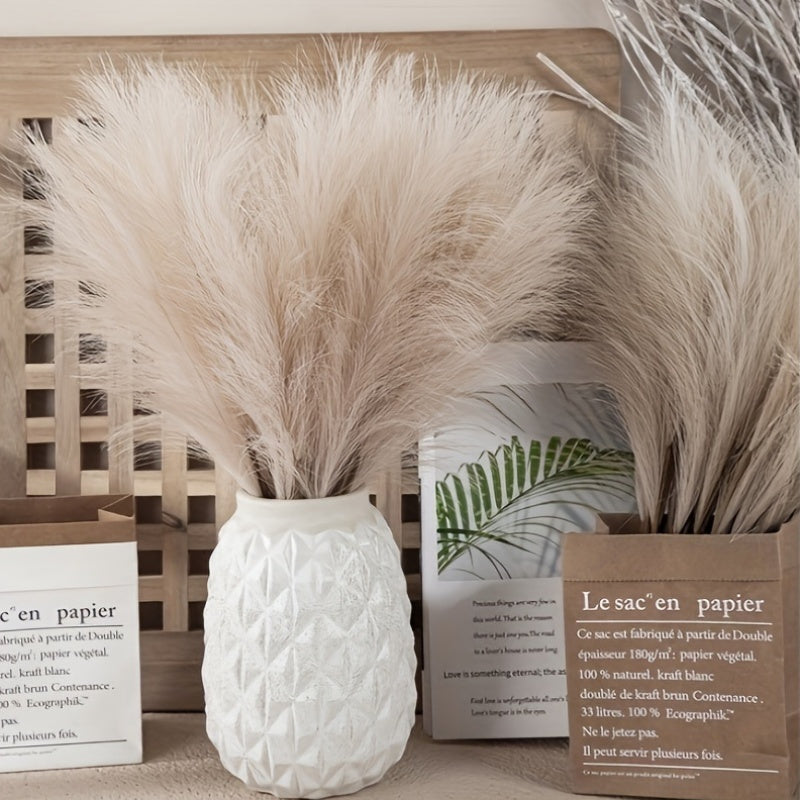 15pcs Elegant Faux Pampas Grass Bundle, 55.88cm - Cream & Light Brown, Ideal for Home Decor | Perfect for Living Room Display in White Vases, No Container Needed | Great for Christmas, Halloween, Easter, Thanksgiving, Mother's Day Decorations, Garden Deco