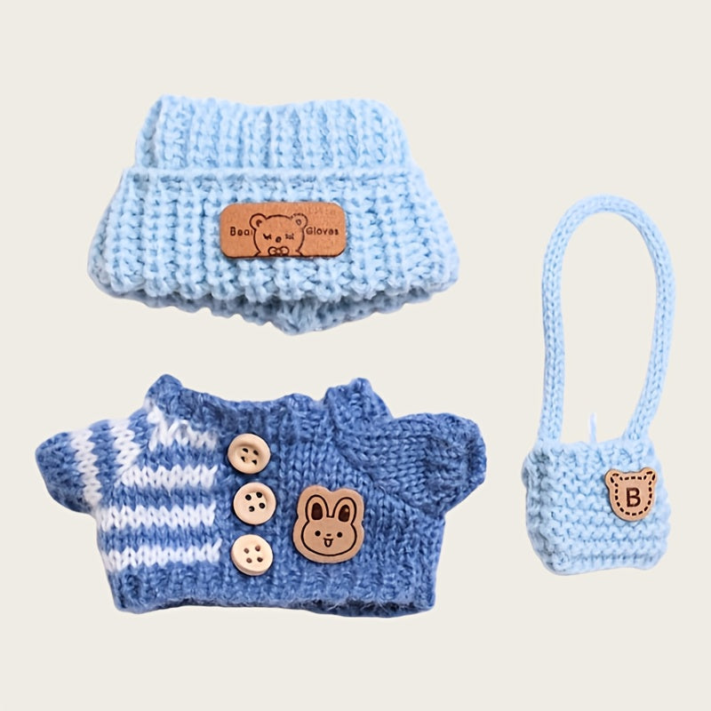 Labubu Fashion Clothing Set, Suitable for Dolls (No Dolls Included), Handmade 3-Piece Set, Cute Clothes, Bag, Hat, DIY Stylish And Fun Labubu Clothing Accessories, Perfect for Daughter'S Birthday, Anniversary, Or Holiday Gifts.