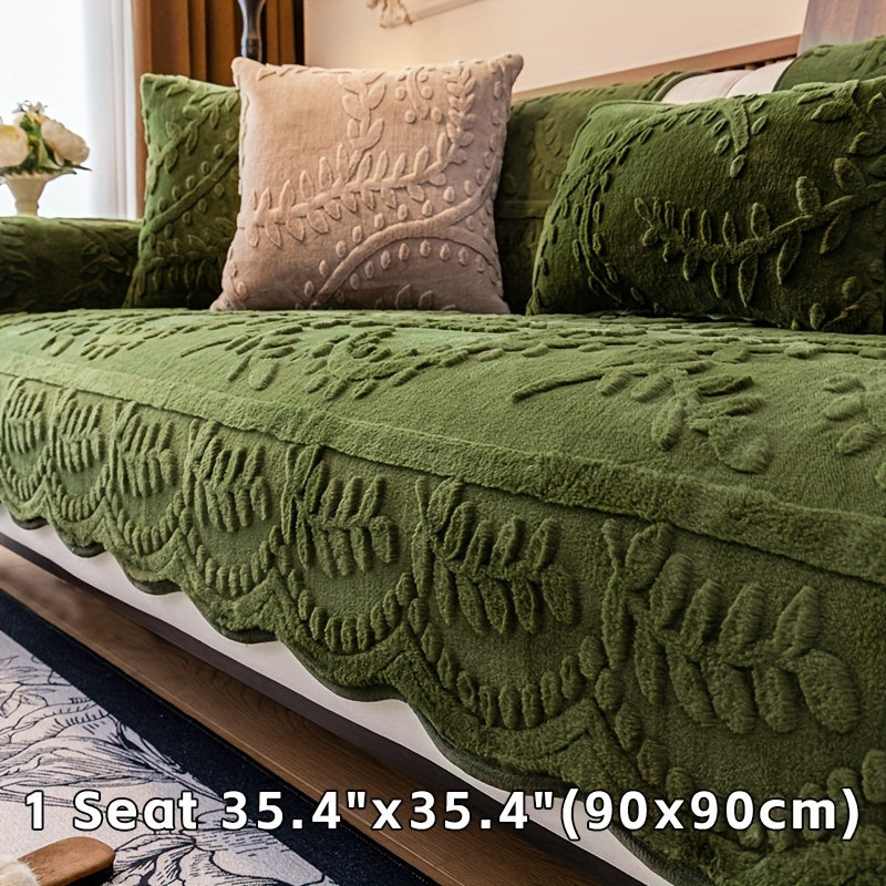 [Warm Faux Fur Sofa Cover] Thick, Warm Faux Fur 1pc Plush Leopard Print Sofa Cover - Pet-Friendly, Non-Slip Couch Protector - Fits Multiple Sofa Sizes for Living Room, Bedroom, Office Decor