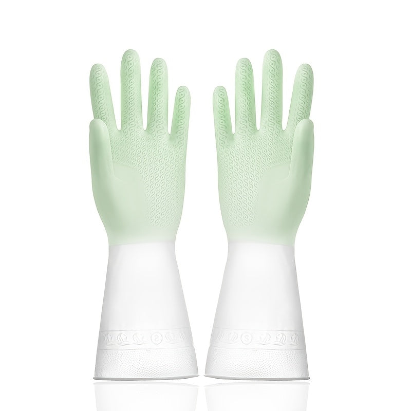 3 Pairs of Thick, Waterproof Latex Kitchen Gloves - Beige & Mint Green, Non-Slip Grip for Dishwashing, Cleaning, and Household Chores, Material, Perfect for Kitchens, Bathrooms, and Living Areas, Cleaning Gloves | Ergonomic Gloves | Durable Rubber Gloves,