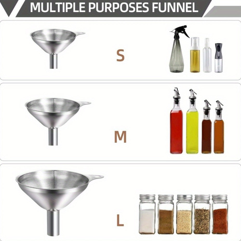 3/4/5pcs Stainless Steel Funnels Set Portable Funnel Mini Hopper Food Grade Metal Funnels for Filling Bottles Small Funnels for Essential Oil Spices Bottles Filler Mouth Funnel Mini Beer Liquid Oil Stainless Steel Funnel Kitchen Gadget Funnel Set