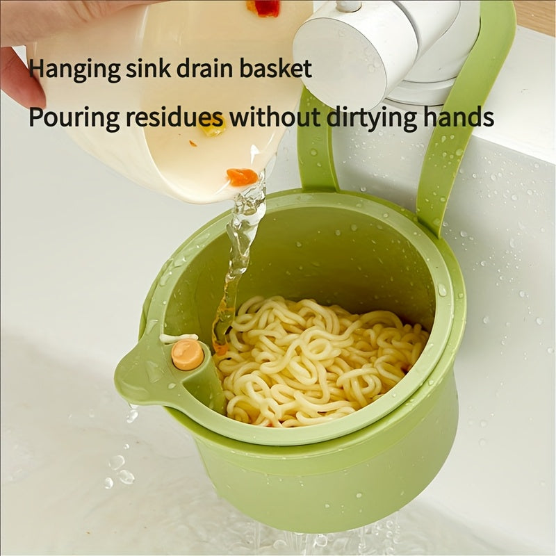 [1-Pack Multi-Function Filter] 1-Pack Multi-Function Hanging Filter Sink Basket | Durable Plastic, Spacesaving Design, Sturdy Construction, Push-Button Drainage & Storage, Separate Filter Design, One-Second Installation for Kitchen & Bathroom Organization