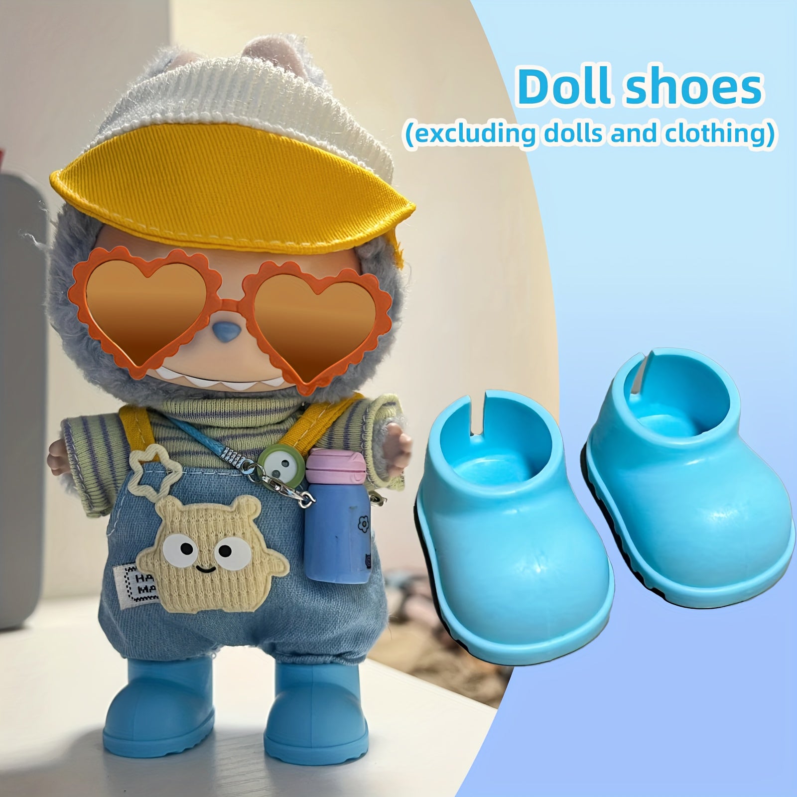 1 Pair of 1.3 Inch Doll Shoes, Perfectly Fits 6.69 Inch LA-BUBU, Suitable for 6-8 Inch Dolls, Ideal Props for Dressing Up Beloved Dolls, Birthday Gift, Holiday Present