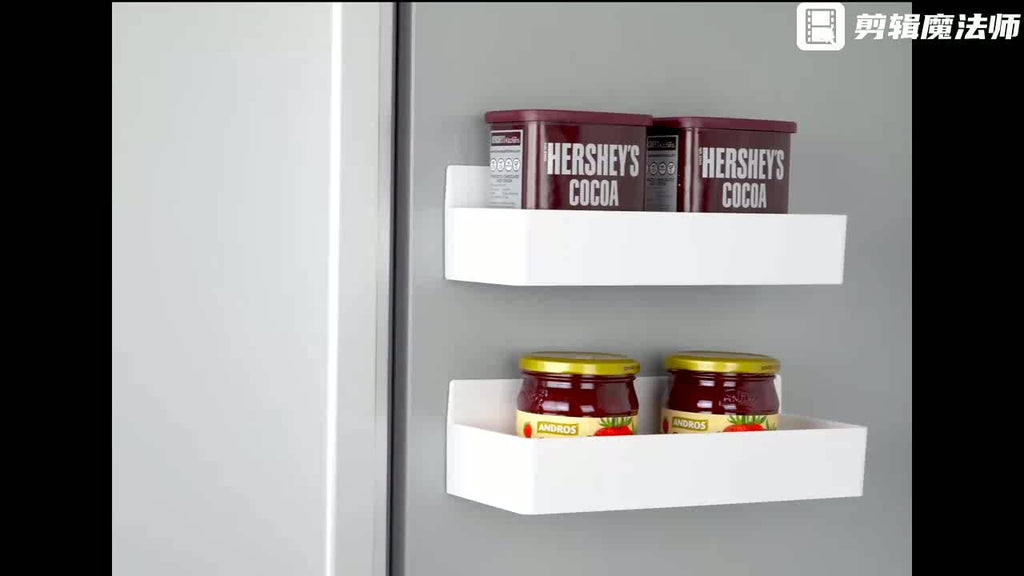 2-Pack Large Magnetic Plastic Storage Baskets for Refrigerator, Microwave, and Washing Machine - Multifunctional Kitchen Organizer, Side Spice Rack Magnetic Holder with No-Drill & Glue Required, Removable Shelf