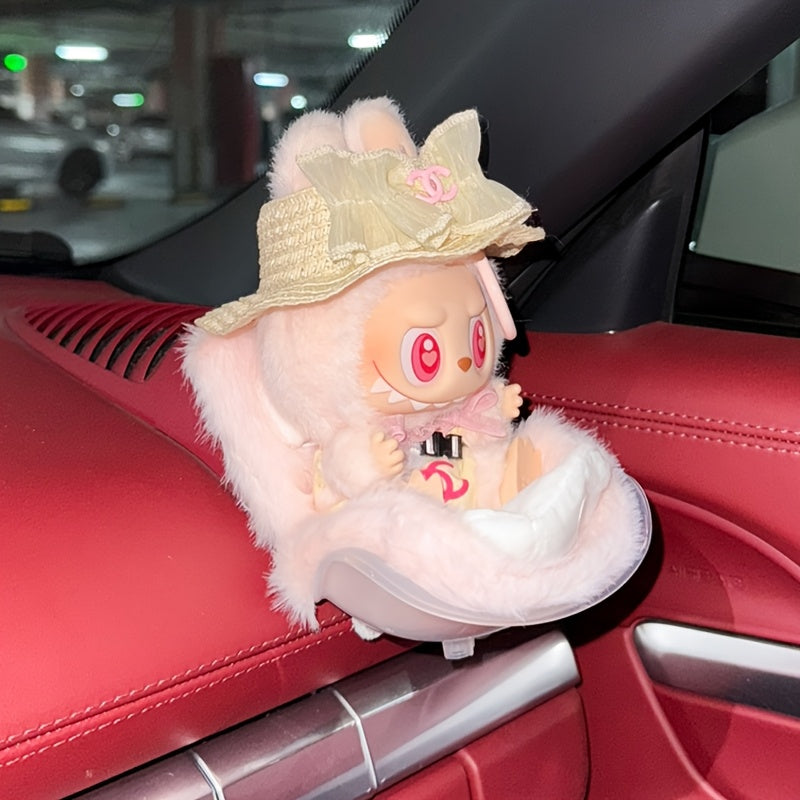 Car Dashboard Ornamen labubu plush seat, Colorful Car Vent Clip Decor, The Monsters Have a Seat accessories - Cute Safety Seat Design, Fun Dollhouse Accessory & Interior Decoration for Vehicles