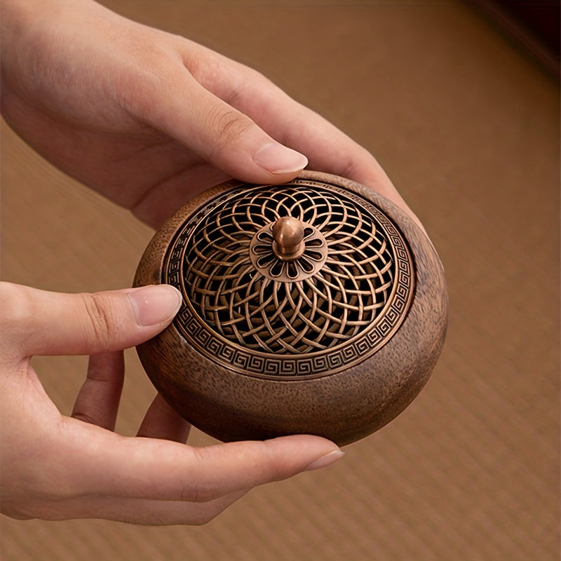 Elegant Vintage Walnut Wooden Incense Holder