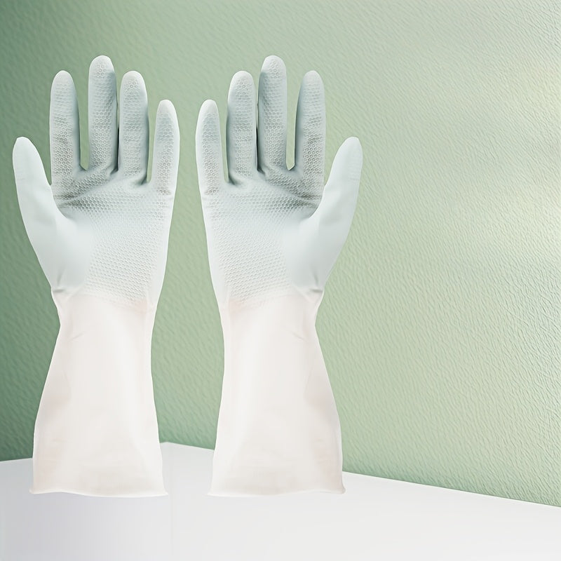 3 Pairs of Thick, Waterproof Latex Kitchen Gloves - Beige & Mint Green, Non-Slip Grip for Dishwashing, Cleaning, and Household Chores, Material, Perfect for Kitchens, Bathrooms, and Living Areas, Cleaning Gloves | Ergonomic Gloves | Durable Rubber Gloves,