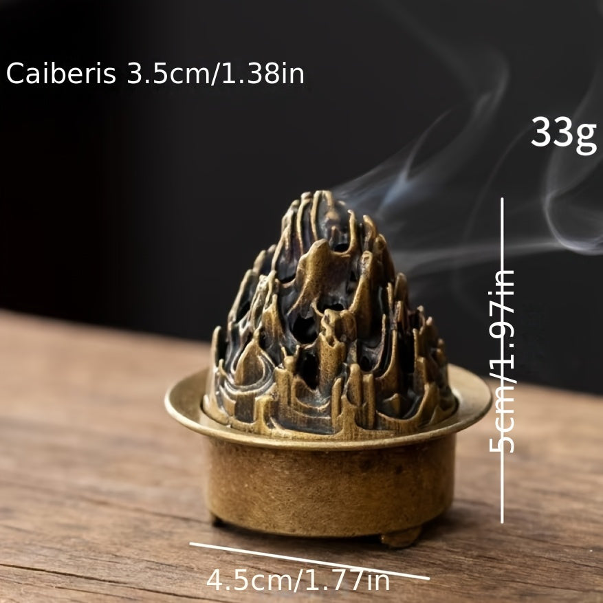 An exquisite set of metal incense burners with decorative design - multi-functional incense burners suitable for incense sticks and cones, elegant Chinese art style home decoration, suitable for Christmas, Halloween, Easter, Day of Light, Thanksgiving