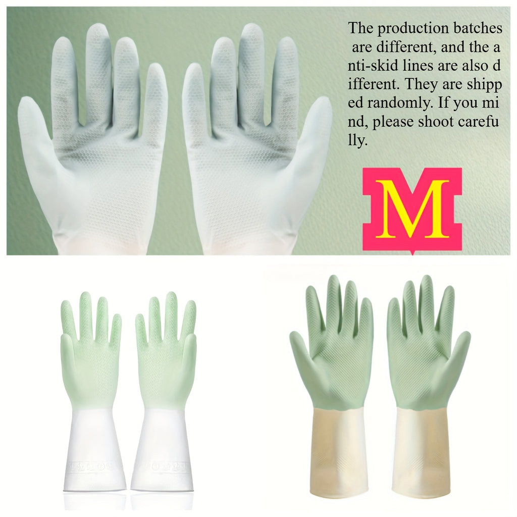 3 Pairs of Thick, Waterproof Latex Kitchen Gloves - Beige & Mint Green, Non-Slip Grip for Dishwashing, Cleaning, and Household Chores, Material, Perfect for Kitchens, Bathrooms, and Living Areas, Cleaning Gloves | Ergonomic Gloves | Durable Rubber Gloves,