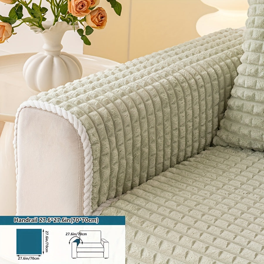 1pc Plush Sofa Cover - Soft, Thick, and Pet-Friendly Couch Protector for All Seasons, Non-Slip Furniture Slipcover for 1 to 4-Seater Sofas, Beige/Light Green/Dark Gray/Black Options, Perfect for Living Room, Bedroom, or Office Decor, Sofa Protection Cover