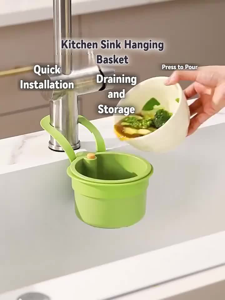 [1-Pack Multi-Function Filter] 1-Pack Multi-Function Hanging Filter Sink Basket | Durable Plastic, Spacesaving Design, Sturdy Construction, Push-Button Drainage & Storage, Separate Filter Design, One-Second Installation for Kitchen & Bathroom Organization