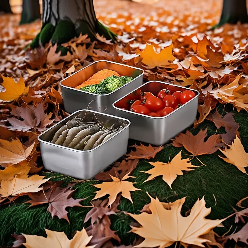 [Stainless Steel Storage Containers] 7pcs Leakproof Stainless Steel Food Storage Containers - Flip-Top Lids, Stackable for Outdoor Camping, Family Gatherings, Office & School