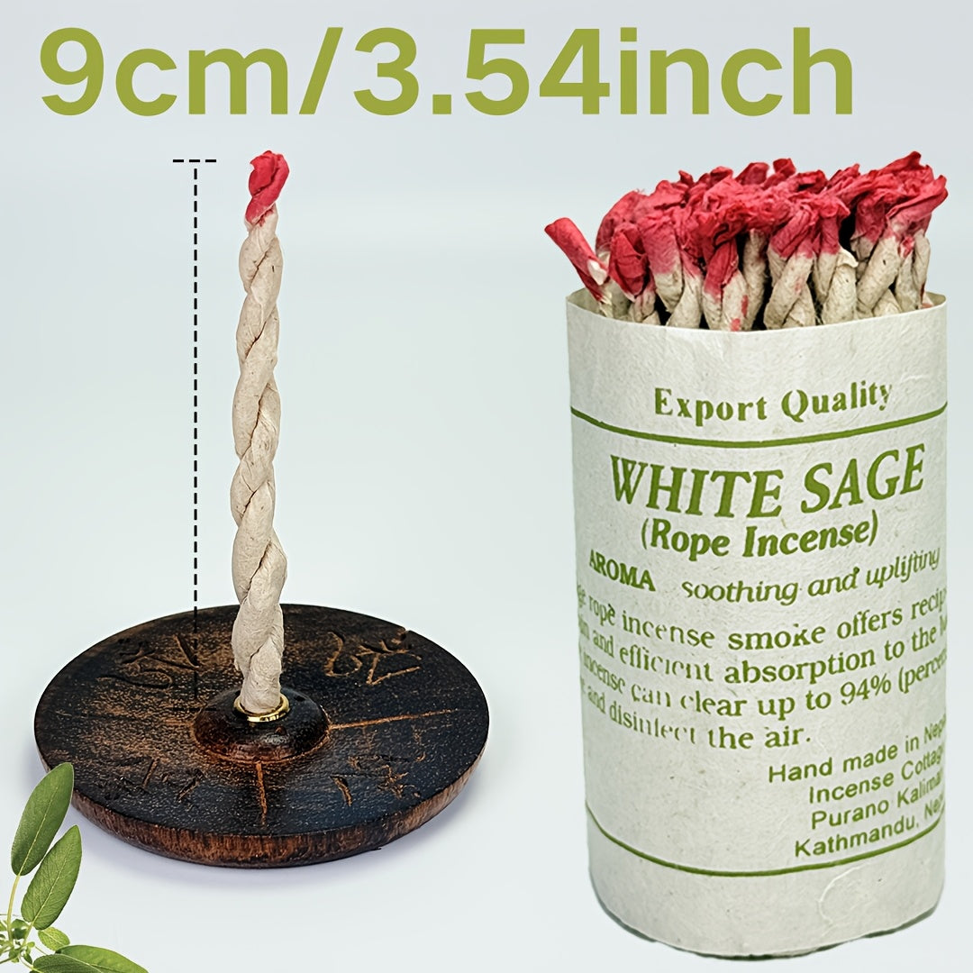 40/80/120 Count Handmade White Sage Rope Incense Sticks