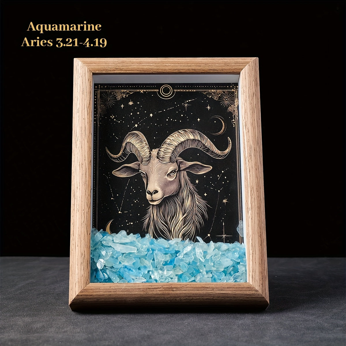 1pc Natural Crushed Stone Zodiac Signs Photo Frame Crystal Crafts for Home Decoration Home Desktop Decoration Housewarming Birthday Christmas Gift