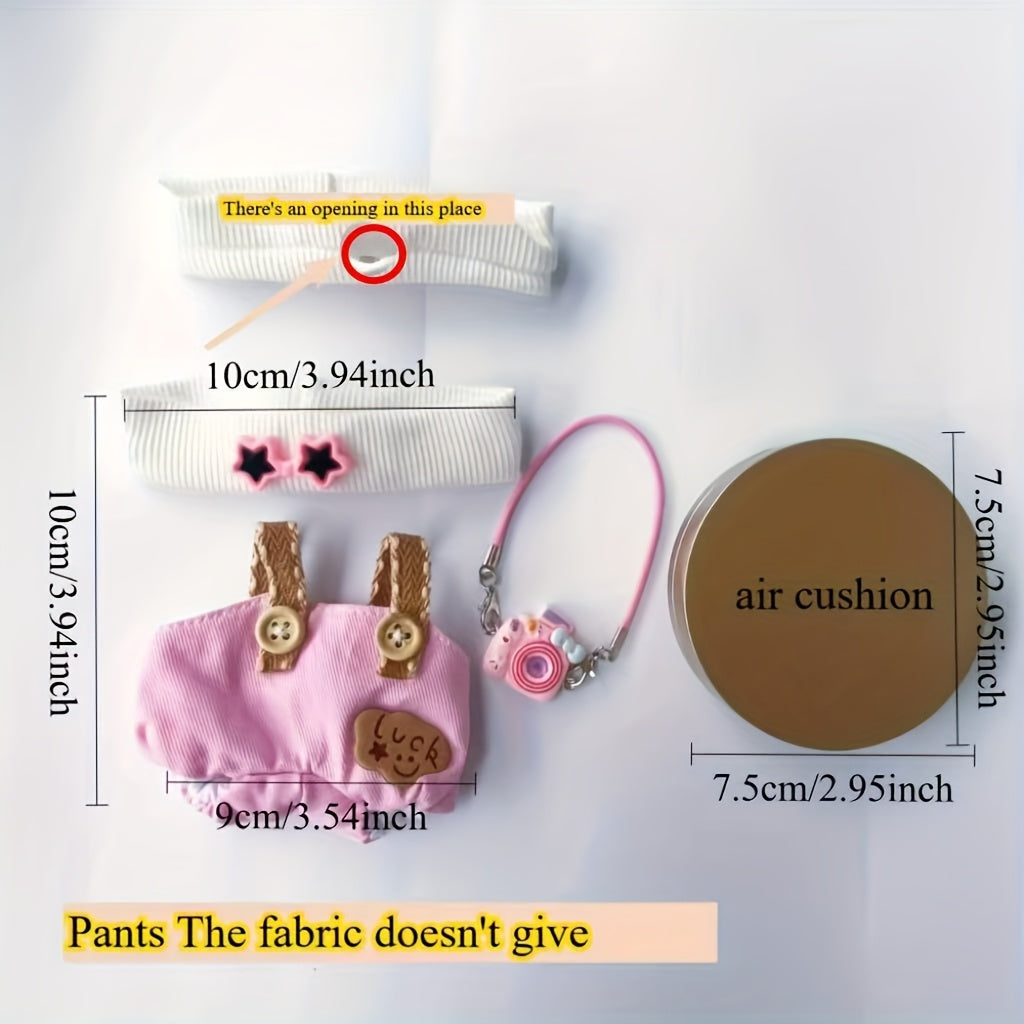 2025 New Labubu Doll Pendant Trendy Clothing Star Eye Overalls + Hat Set Doll Accessories Can Be Replaced Cute Gift Box Holiday Gift Wear-Resistant Holiday Atmosphere Clothes Suitable for Labubu