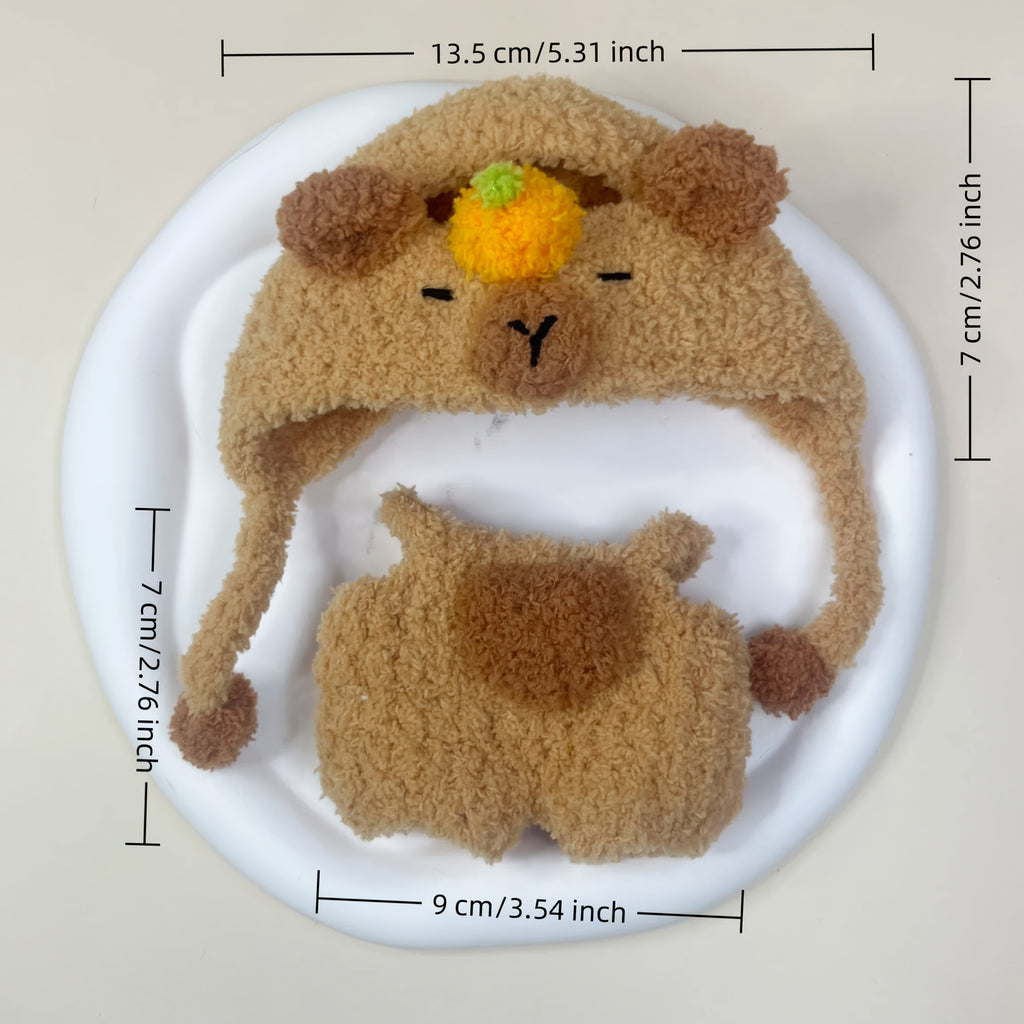 No doll included, LABUBU clothing V1V2V3S suitable for 15cm/17cm dolls, cute capybara plush outfit, handmade knitted, Labubu doll accessories, interchangeable cute gift box, holiday gift, festive atmosphere