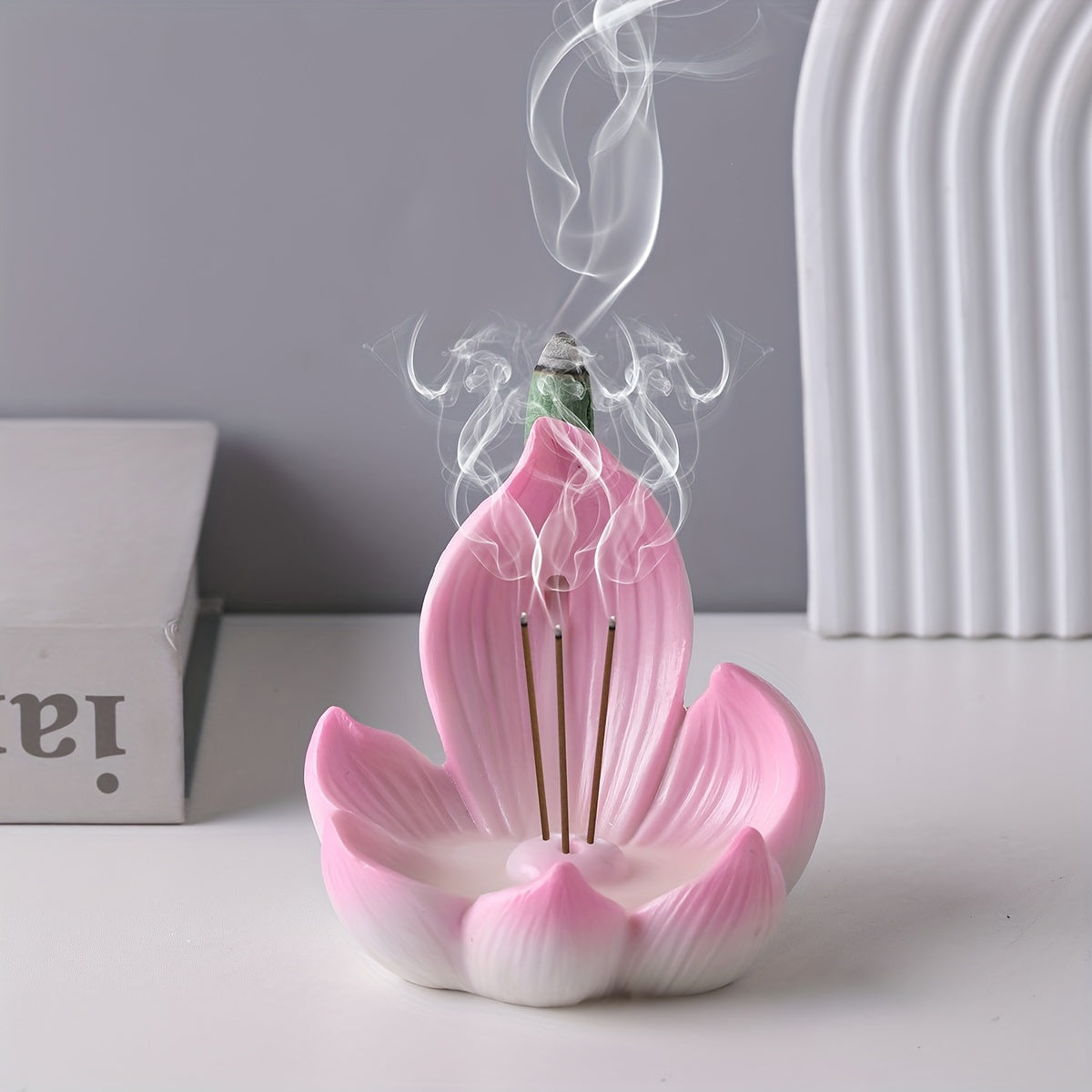 Unscented Resin Lotus Flower Incense Holder for Yoga, Meditation, and Home Decor, Ideal for Christmas, Halloween, Thanksgiving, and Ramadan