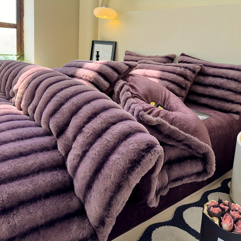 High-end soft striped multifunctional blanket