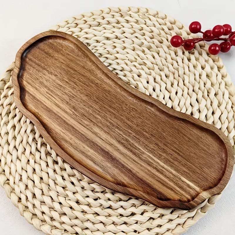 Lightweight Solid Wood Handcrafted Wooden Dessert Plate Set - Oval Serving Tray, Multi-Use Platter, Ideal for Breakfast, Coffee, Tea, Snacks, Plants, Room Decor - with Cheese Board & Serving Dish for Holiday Gift, All-Season Kitchen Accessory