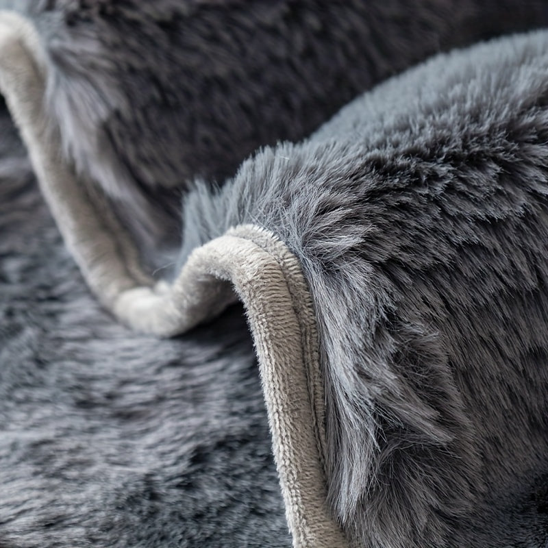 1pc Cozy Rabbit Plush Sofa Cover - Winter Warm, Thick, Soft, Non-Slip, Protective Furniture Protector for Bedroom, Office, Living Room Home Decor - Pet Favorite, Easy to Install, Machine Washable, Durable, and Stylish