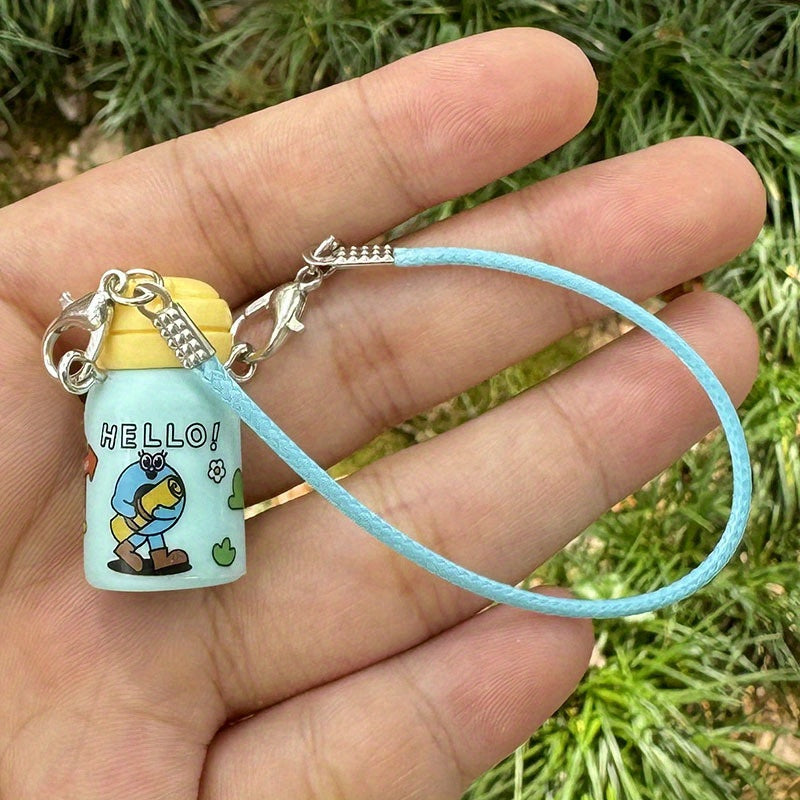 1pc Cute Cartoon Keychain with Playful Phrases - "Nice!", "Hello!", "Hi~", "Bingo!" - Colorful Plastic Charms for Keys, Bags, Water Bottles - DIY Accessory for Labubu Doll Fans, Cute Keychain Accessories, Playful Design, Durable Plastic