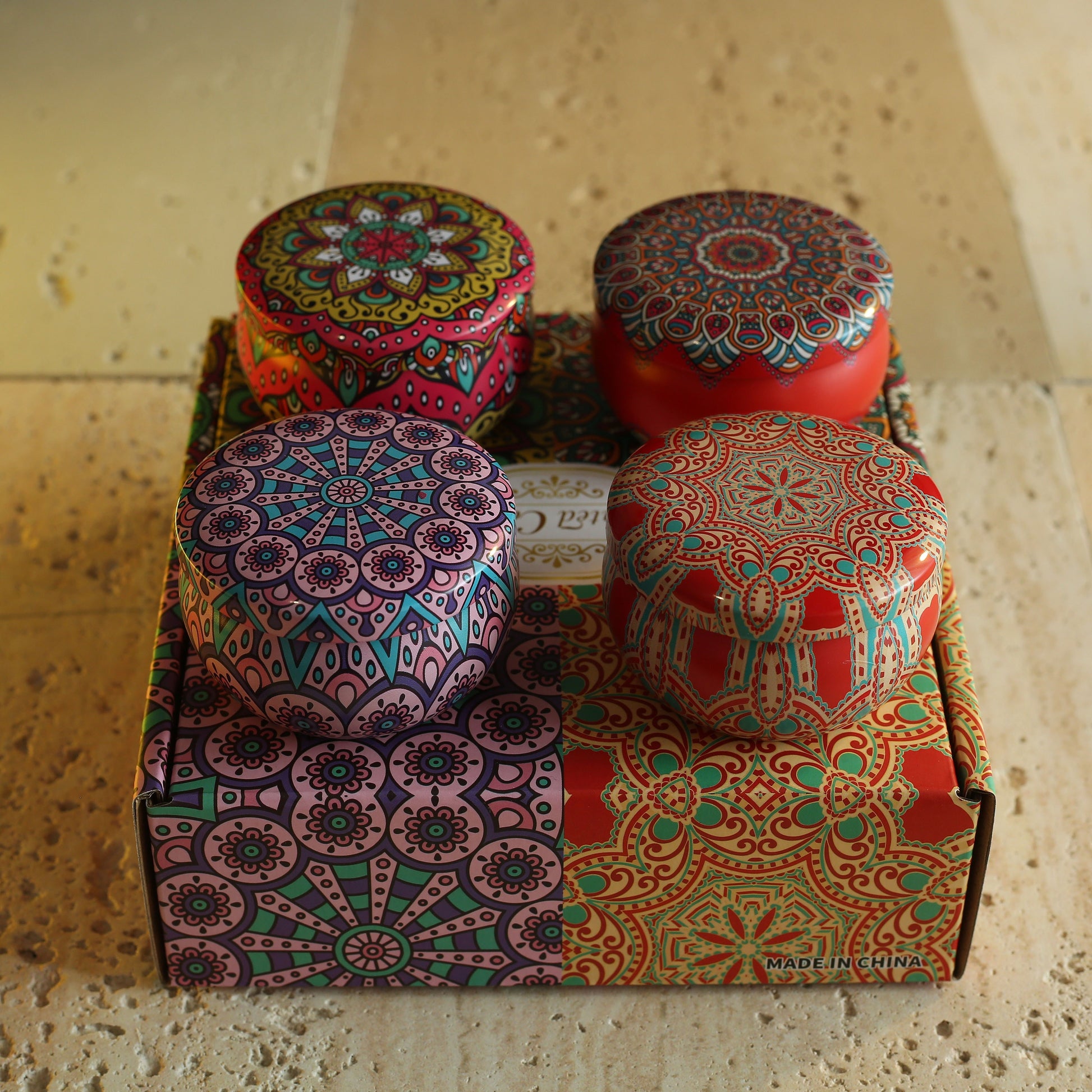 1pc Or 4pcs Bohemian Mandala Style Scented Candles Gift Set for Women, Featuring Four Different Fragrances. Ideal for Women'S Birthdays, Valentine'S Day, Weddings, Anniversaries, Mother'S Day, Thanksgiving And Other Holiday Gifts. Suitable for Spa