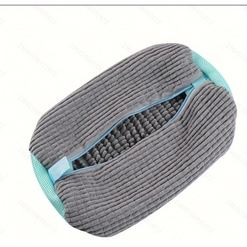 [Soft Laundry Bag] Soft Chenille Laundry Bag | Yellow Shoe Washing Machine Bag for Washer & Dryer with Noise Reduction, Oval Zipper Design, Rich Fluff Lining, Durable Polyester for Sneakers & Most Footwear